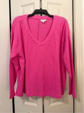 Wonderly V-Neck Long Sleeve Waffle Knit Top NWOT